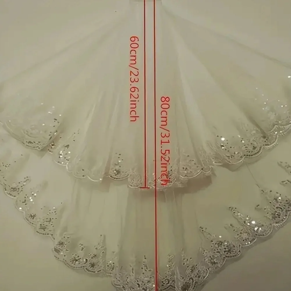 Enchanting Lace-Trimmed Bridal Veil with Sequins 🔥🔥✨✨💖💖 NWT